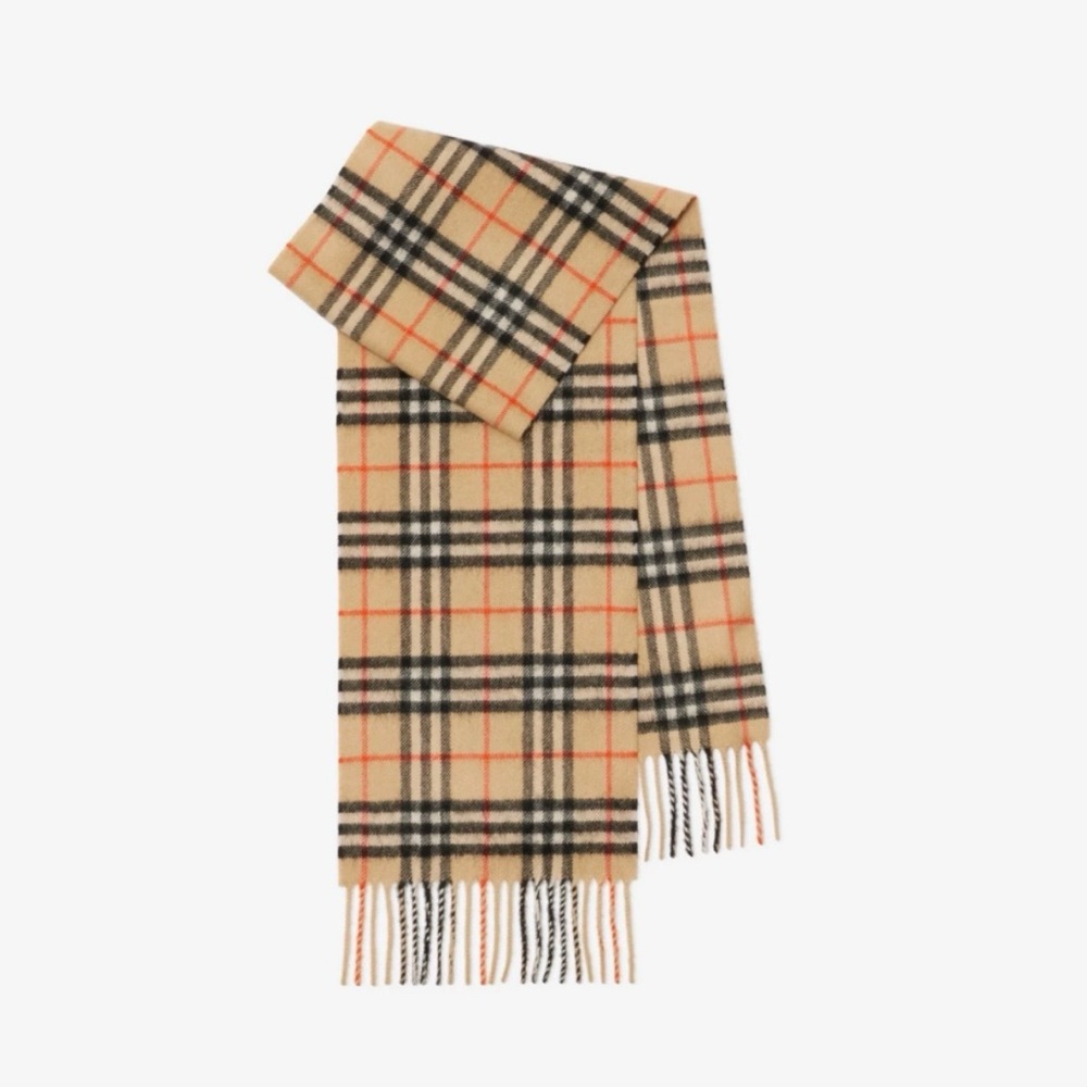 Burberry Beige and Black Plaid Scarf